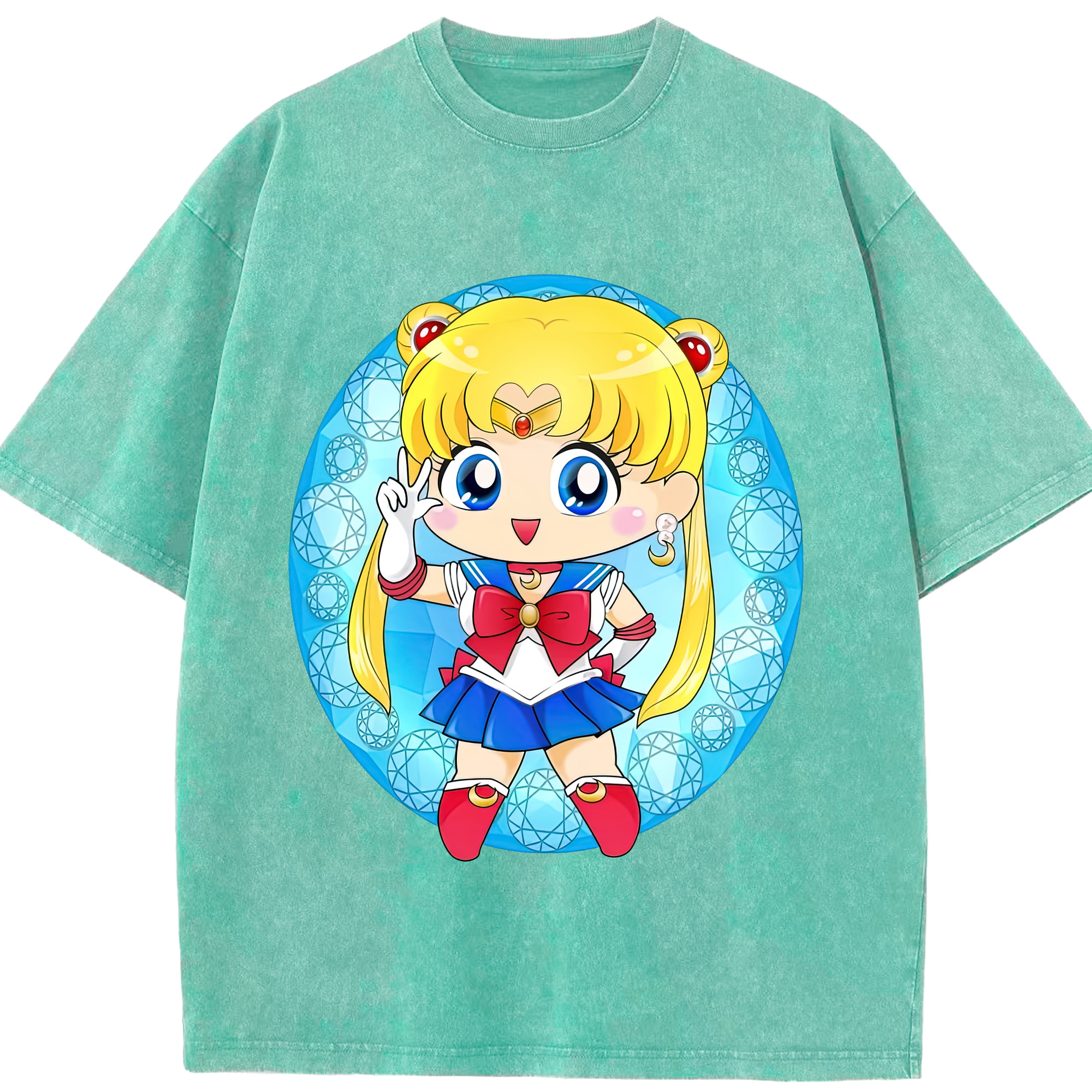（画像用） 美少女戦士セーラームーン 月野 うさぎ つきの うさぎ Sailor Moon Tsukino Usagi 綿100% ヴィンテージ風 半袖Tシャツ（フロントプリント）